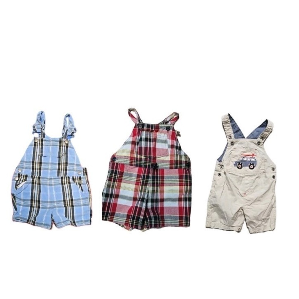 Vintage Miniwear Koala Kids Boys Romper  18 Months Red Plaid Lot Of 3